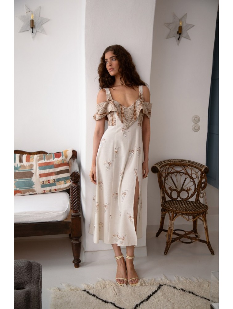 NIDODILEDA Arcadia Dress Cut Out Patterned Floral Beaded