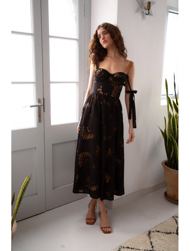 NIDODILEDA Attunement Dress Cut Out Patterned Μαύρο Φόρεμα