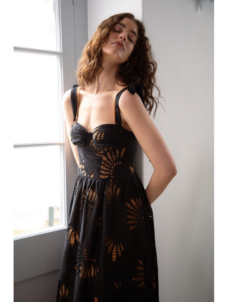 NIDODILEDA Attunement Dress Cut Out Patterned Μαύρο Φόρεμα