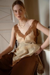 NIDODILEDA Between Topdress Embroidered Lace Embellished Light Yellow