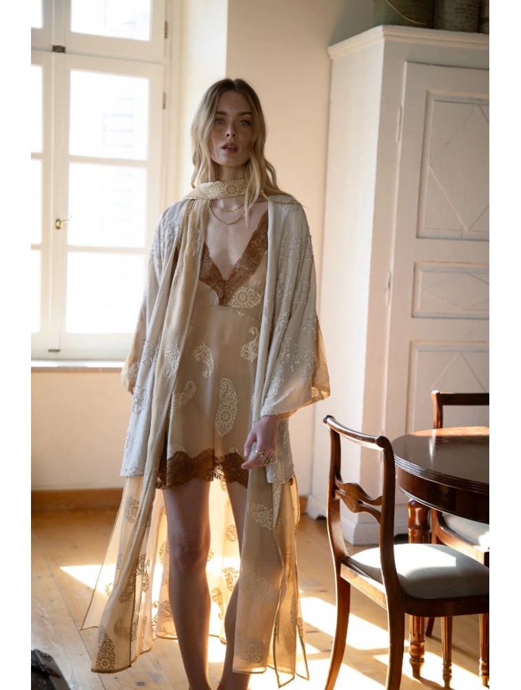 NIDODILEDA Between Topdress Embroidered Lace Embellished Light Yellow