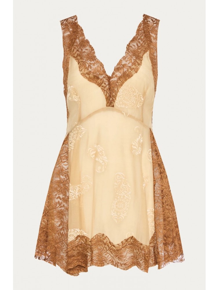 NIDODILEDA Between Topdress Embroidered Lace Embellished Light Yellow