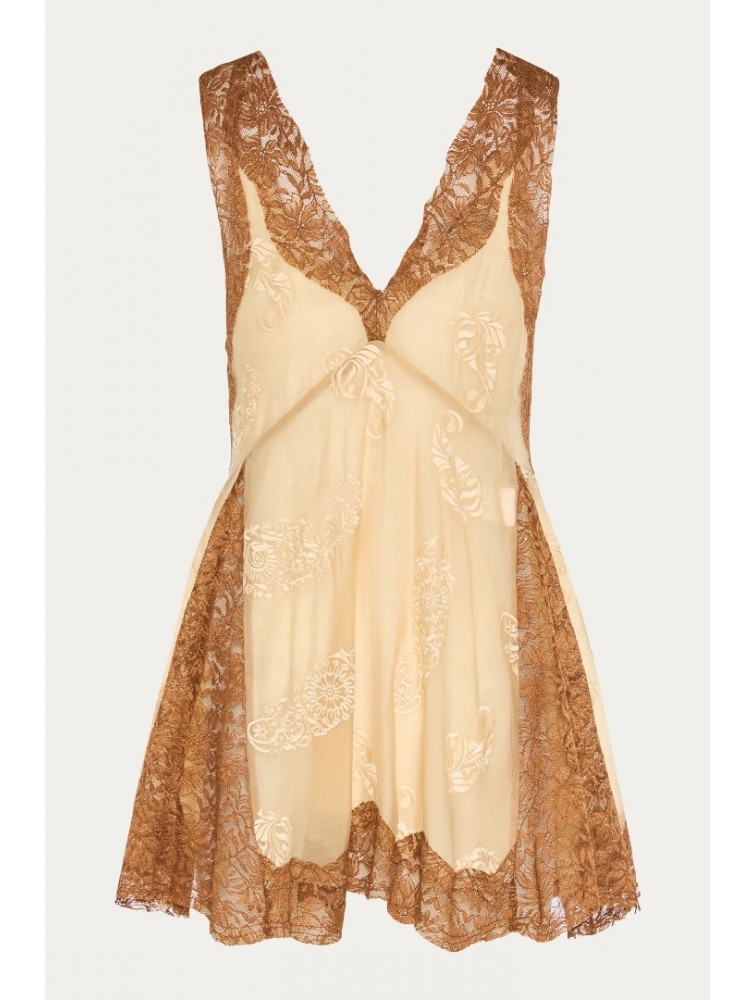 NIDODILEDA Between Topdress Embroidered Lace Embellished Light Yellow