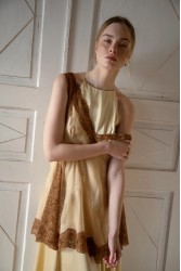 NIDODILEDA Between Topdress Embroidered Lace Embellished Light Yellow