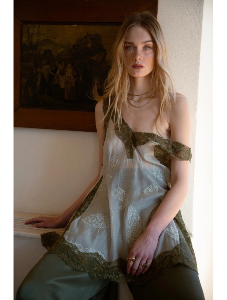 NIDODILEDA Between Topdress Embroidered Lace Embellished Mint