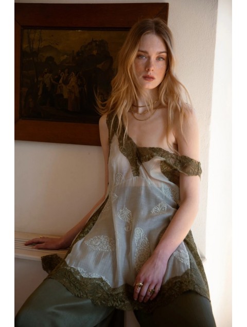 NIDODILEDA Between Topdress Embroidered Lace Embellished Mint