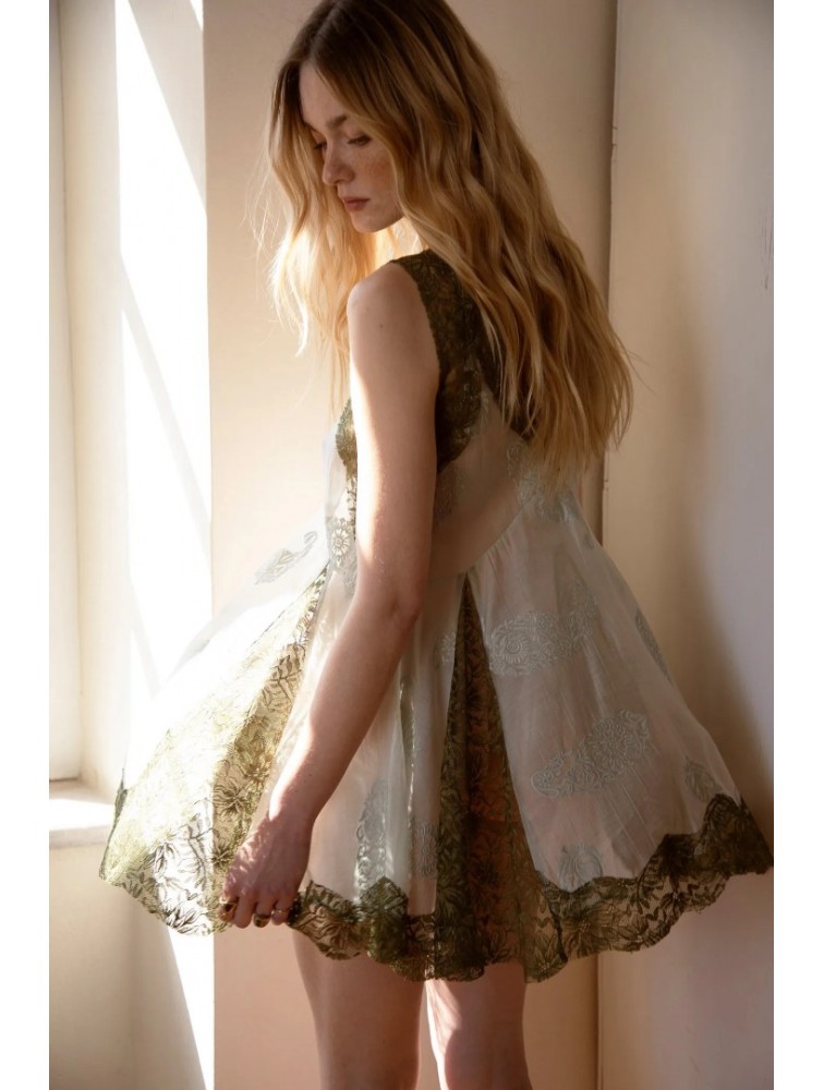 NIDODILEDA Between Topdress Embroidered Lace Embellished Mint