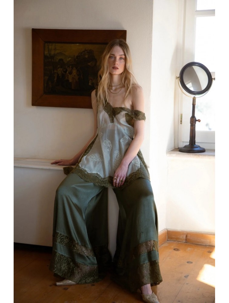 NIDODILEDA Between Topdress Embroidered Lace Embellished Mint