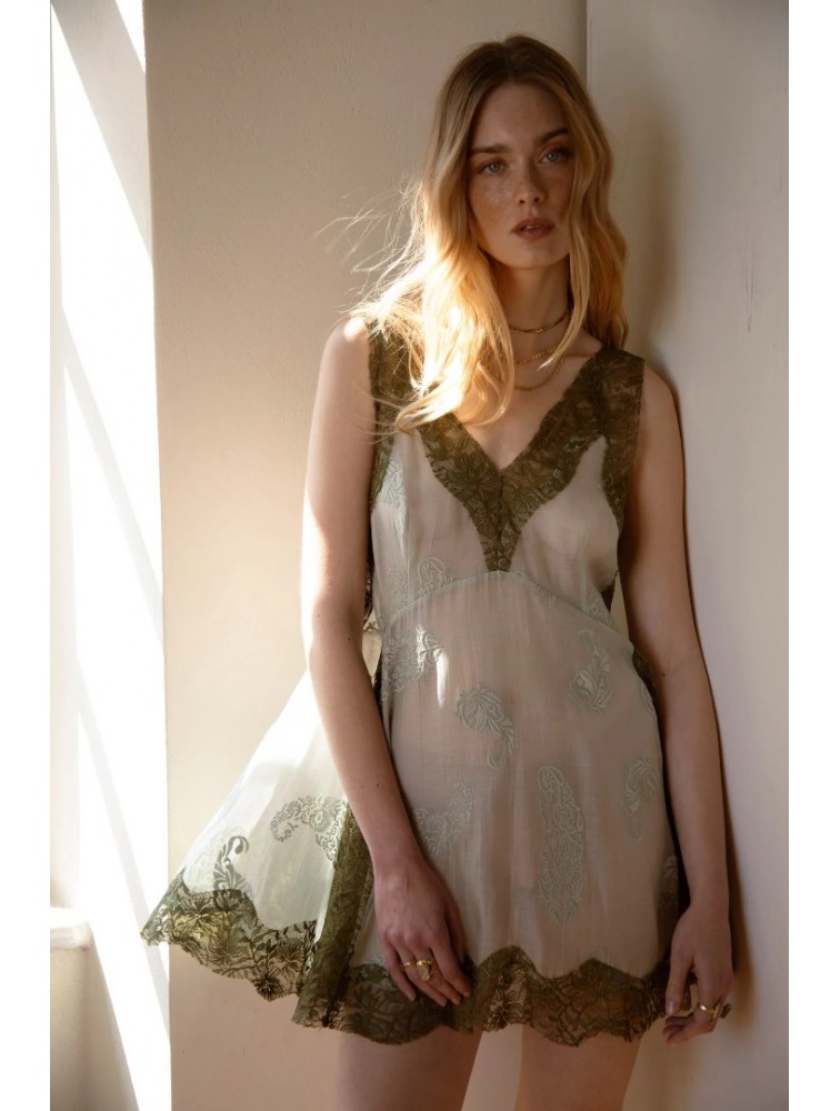 NIDODILEDA Between Topdress Embroidered Lace Embellished Mint