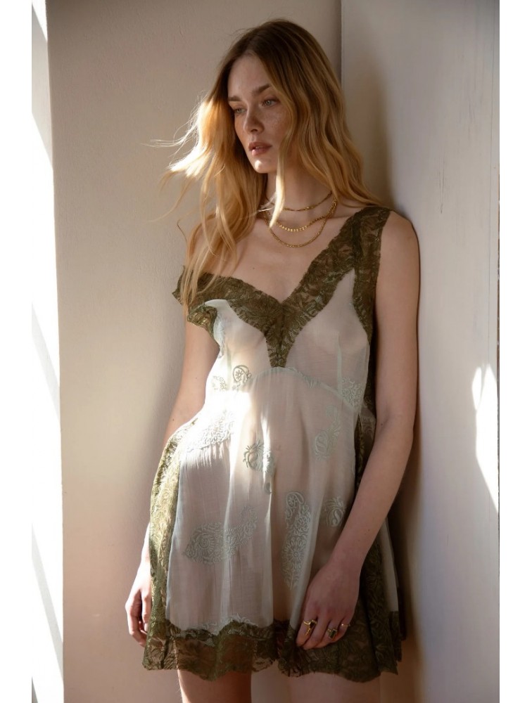 NIDODILEDA Between Topdress Embroidered Lace Embellished Mint