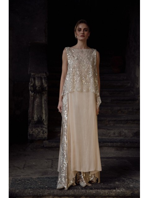 NIDODILEDA Blanche Top Dress Silvery Nude