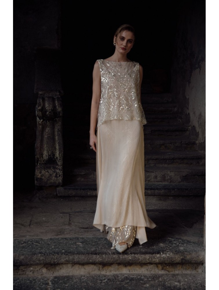 NIDODILEDA Blanche Top Dress Silvery Nude Μπεζ Τοπ Φόρεμα