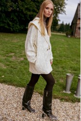 NIDODILEDA Cecelia Jacket Embroidered Sequined Hoodie Off White Εκρού Κεντητό Παγετένιο Τζάκετ