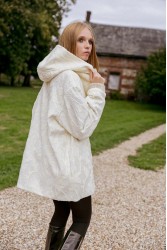 NIDODILEDA Cecelia Jacket Embroidered Sequined Hoodie Off White Εκρού Κεντητό Παγετένιο Τζάκετ