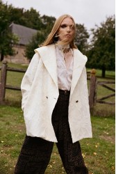 NIDODILEDA Cecelia Jacket Embroidered Sequined Hoodie Off White Εκρού Κεντητό Παγετένιο Τζάκετ