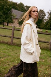 NIDODILEDA Cecelia Jacket Embroidered Sequined Hoodie Off White Εκρού Κεντητό Παγετένιο Τζάκετ