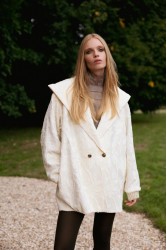 NIDODILEDA Cecelia Jacket Embroidered Sequined Hoodie Off White Εκρού Κεντητό Παγετένιο Τζάκετ