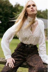 NIDODILEDA Celine Shirt Embroidered Off White Λευκό Κεντητό Πουκάμισο