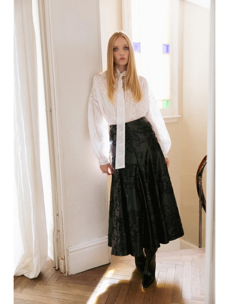 NIDODILEDA Celine Shirt Embroidered Off White Λευκό Κεντητό Πουκάμισο