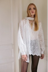 NIDODILEDA Celine Shirt Embroidered Off White Λευκό Κεντητό Πουκάμισο