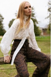 NIDODILEDA Celine Shirt Embroidered Off White Λευκό Κεντητό Πουκάμισο