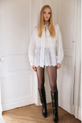 NIDODILEDA Celine Shirt Embroidered Off White Λευκό Κεντητό Πουκάμισο