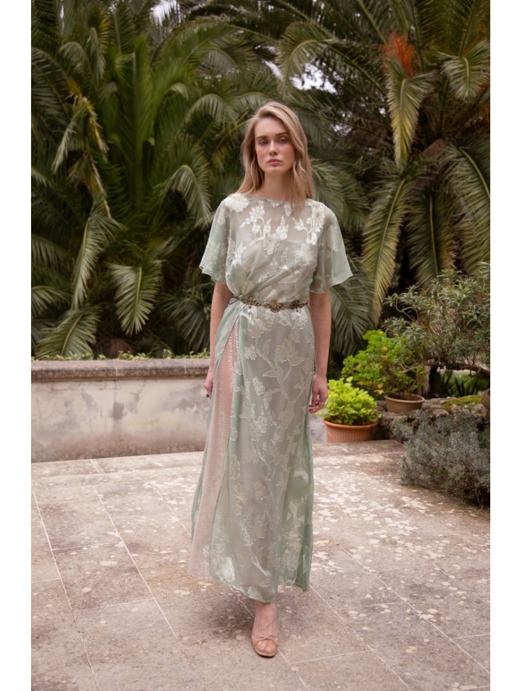 NIDODILEDA Crossing Top Dress Jacquard Patterned Tulle