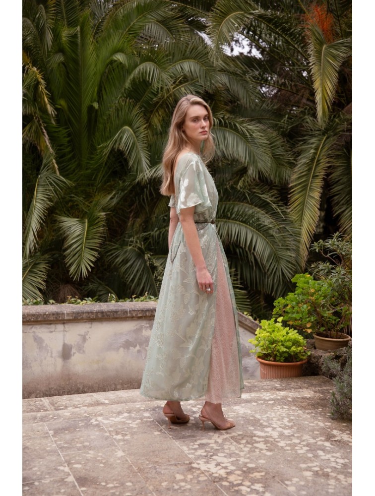 NIDODILEDA Crossing Top Dress Jacquard Patterned Tulle