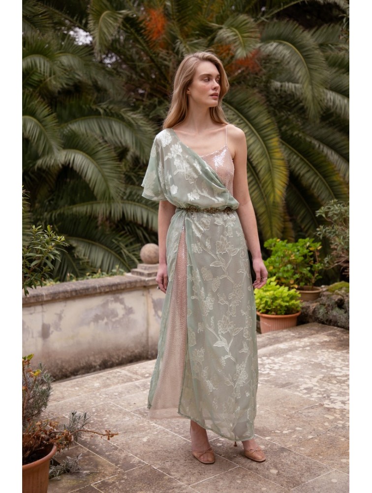 NIDODILEDA Crossing Top Dress Jacquard Patterned Tulle