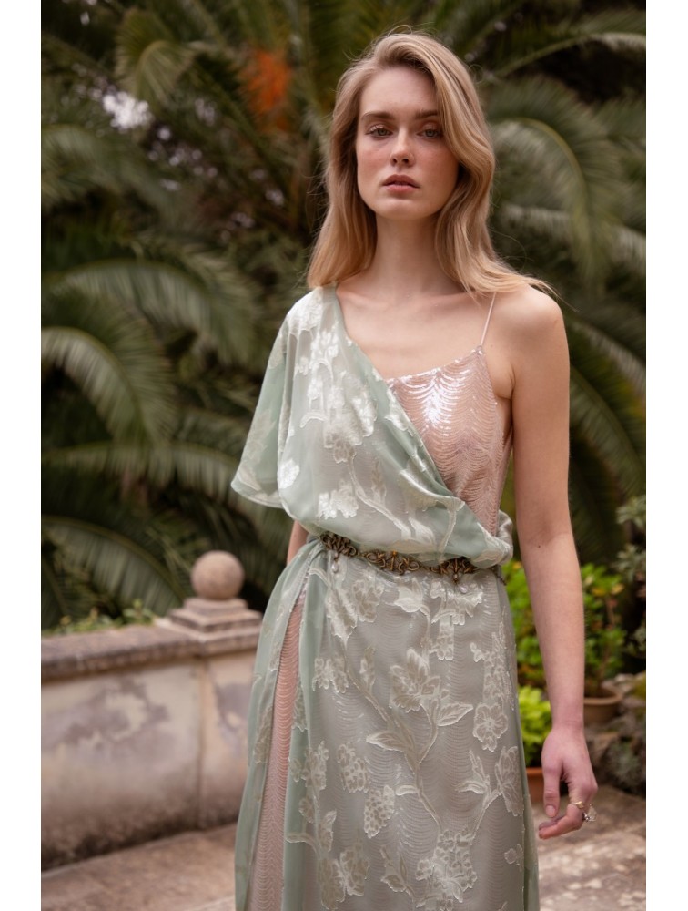NIDODILEDA Crossing Top Dress Jacquard Patterned Tulle