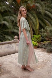 NIDODILEDA Crossing Top Dress Jacquard Patterned Tulle