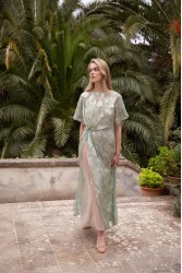 NIDODILEDA Crossing Top Dress Jacquard Patterned Tulle