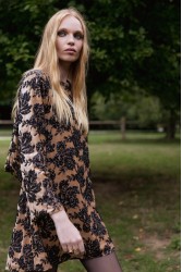 NIDODILEDA Dhaval Dress Velvet floral Sequined Tan Black Ταμπά Μαύρο Βελούδινο Φόρεμα με Παγέτες