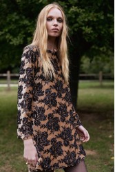 NIDODILEDA Dhaval Dress Velvet floral Sequined Tan Black Ταμπά Μαύρο Βελούδινο Φόρεμα με Παγέτες