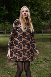 NIDODILEDA Dhaval Dress Velvet floral Sequined Tan Black Ταμπά Μαύρο Βελούδινο Φόρεμα με Παγέτες