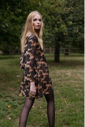NIDODILEDA Dhaval Dress Velvet floral Sequined Tan Black Ταμπά Μαύρο Βελούδινο Φόρεμα με Παγέτες