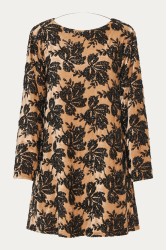 NIDODILEDA Dhaval Dress Velvet floral Sequined Tan Black Ταμπά Μαύρο Βελούδινο Φόρεμα με Παγέτες