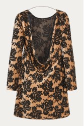 NIDODILEDA Dhaval Dress Velvet floral Sequined Tan Black Ταμπά Μαύρο Βελούδινο Φόρεμα με Παγέτες