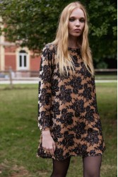 NIDODILEDA Dhaval Dress Velvet floral Sequined Tan Black Ταμπά Μαύρο Βελούδινο Φόρεμα με Παγέτες