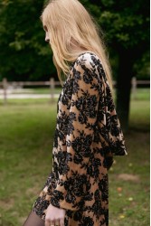 NIDODILEDA Dhaval Dress Velvet floral Sequined Tan Black Ταμπά Μαύρο Βελούδινο Φόρεμα με Παγέτες