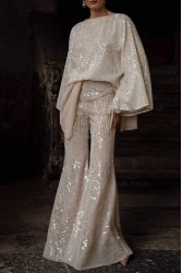 NIDODILEDA Dream Fringed Flares Off White Εκρού Παντελόνα