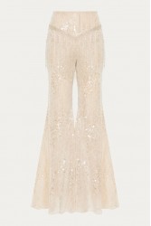 NIDODILEDA Dream Fringed Flares Off White Εκρού Παντελόνα