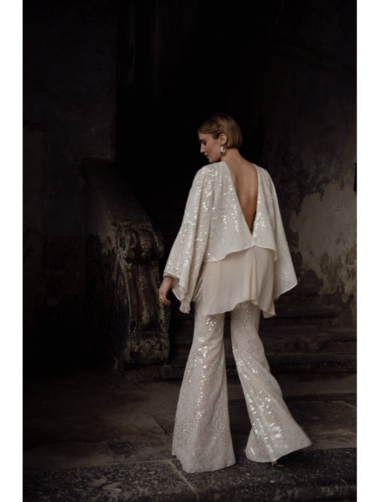 NIDODILEDA Dream Fringed Flares Off White Εκρού Παντελόνα