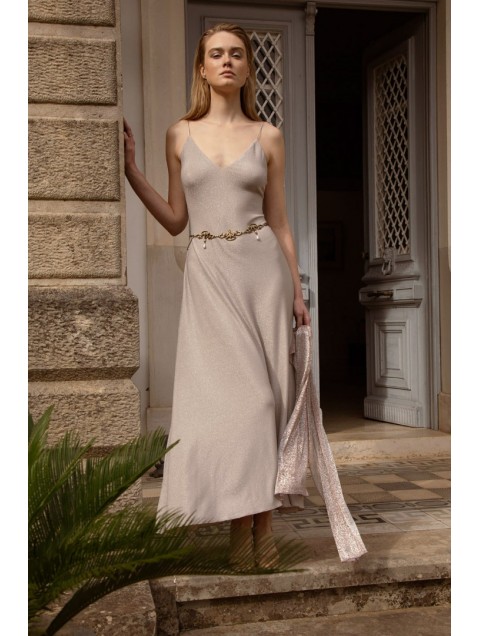 NIDODILEDA Drift Dress Sparkly Thread Sand Μπεζ Φόρεμα