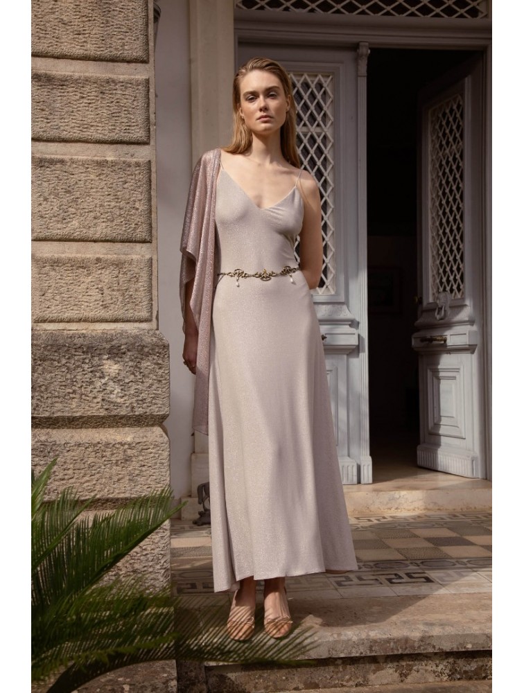 NIDODILEDA Drift Dress Sparkly Thread Sand