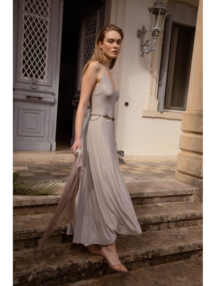 NIDODILEDA Drift Dress Sparkly Thread Sand