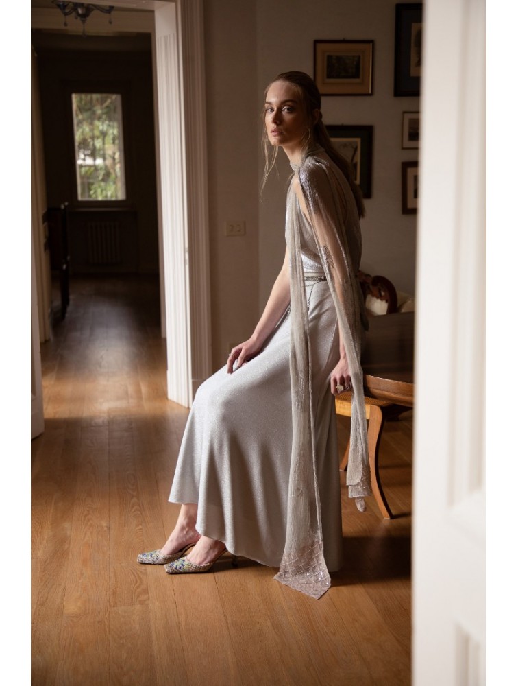 NIDODILEDA Drift Dress Sparkly Thread Silver