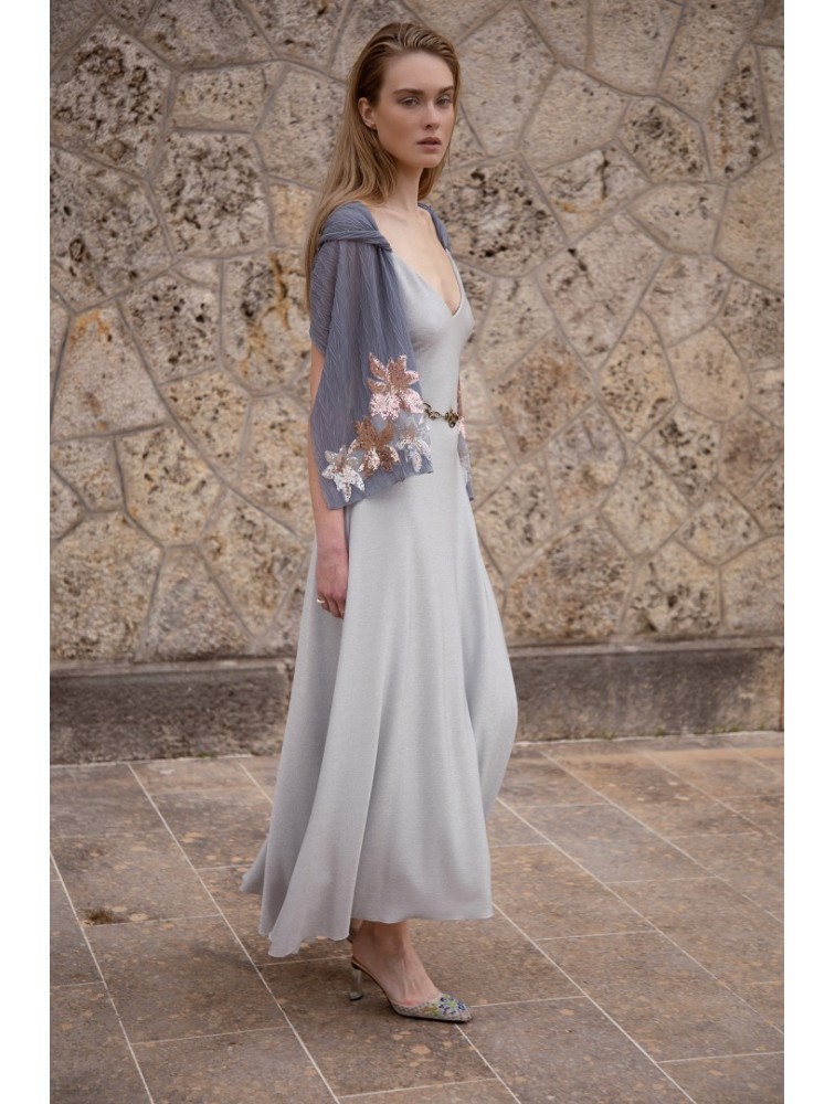 NIDODILEDA Drift Dress Sparkly Thread Silver