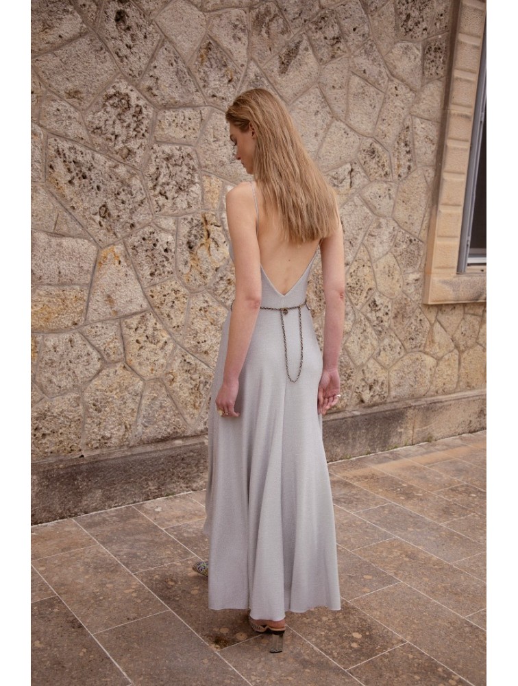 NIDODILEDA Drift Dress Sparkly Thread Silver