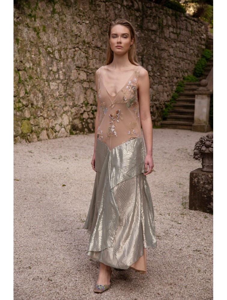 NIDODILEDA Drift Dress Sparkly Thread Gold